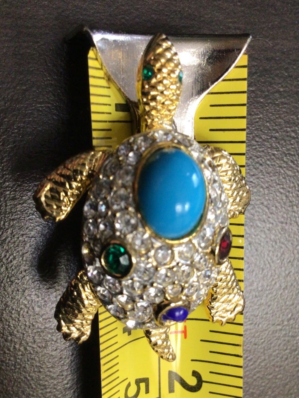 Vintage Sphinx “Jewels Of India” Turtle Brooch Pin With Multicolor Cabochons - Picture 10 of 13
